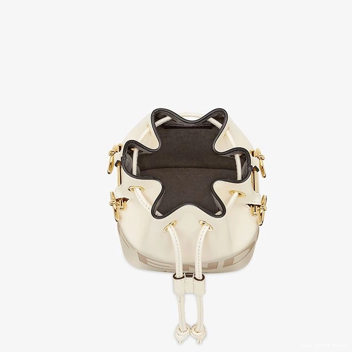 Affordable Bucket Logo In Leather Tresor Mon Bag White ROMA Calf Fendi Mini 0813